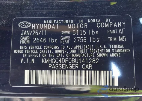 2011 Hyundai Genesis 4.6 z USA, uszkodzony, nr VIN KMHGC4DF0BU141282